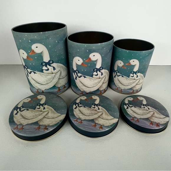 Other - Vintage Metal Winter Geese Canister Set